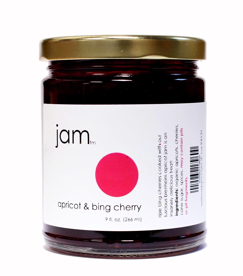 welovejam apricot and bing cherry jam 9 oz jar